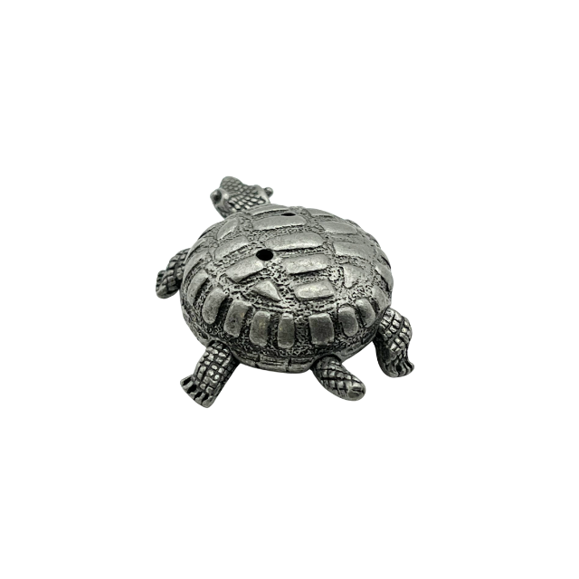 Vintage Turtle Miniature Pewter Jewelry Trinket Box by Torino with Patina