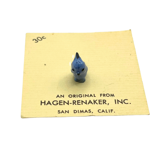 Vintage Hagen-Renaker Blue Bird Collectible Miniature Figurine with Display Card