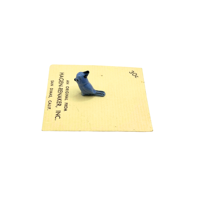 Vintage Hagen-Renaker Blue Bird Collectible Miniature Figurine with Display Card