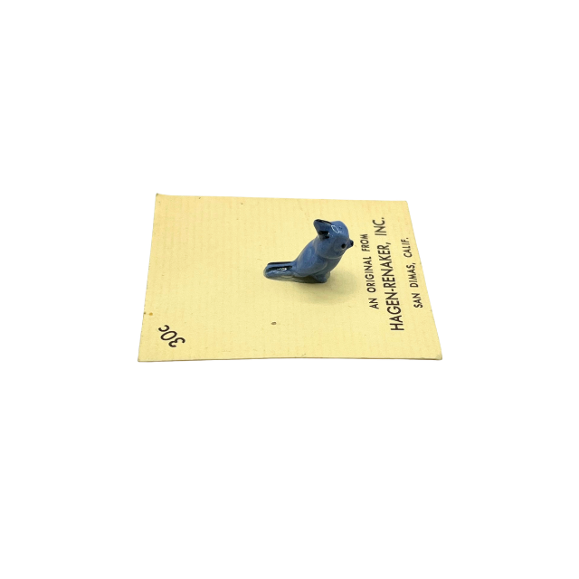 Vintage Hagen-Renaker Blue Bird Collectible Miniature Figurine with Display Card
