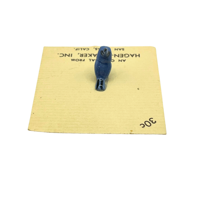 Vintage Hagen-Renaker Blue Bird Collectible Miniature Figurine with Display Card