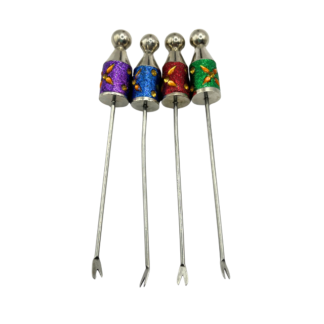PIER 1 Glitter & Rhinestone Hors D' Oeuvre Appetizer Cocktail Picks with Holder