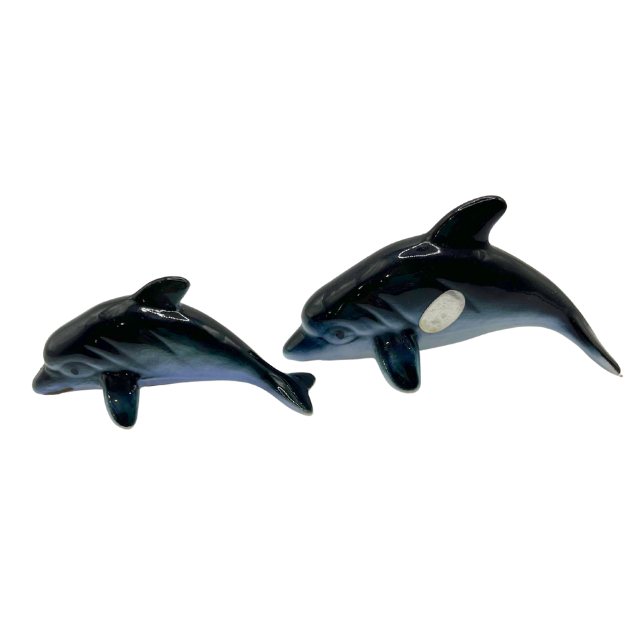 Mid Century Bone Chine Dolphin Minatare Figurines Made in Japan