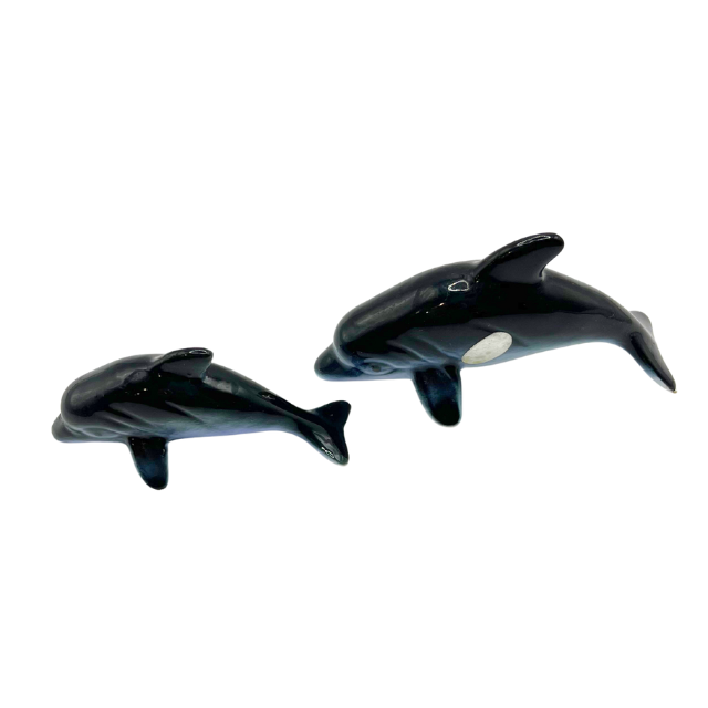 Mid Century Bone Chine Dolphin Minatare Figurines Made in Japan