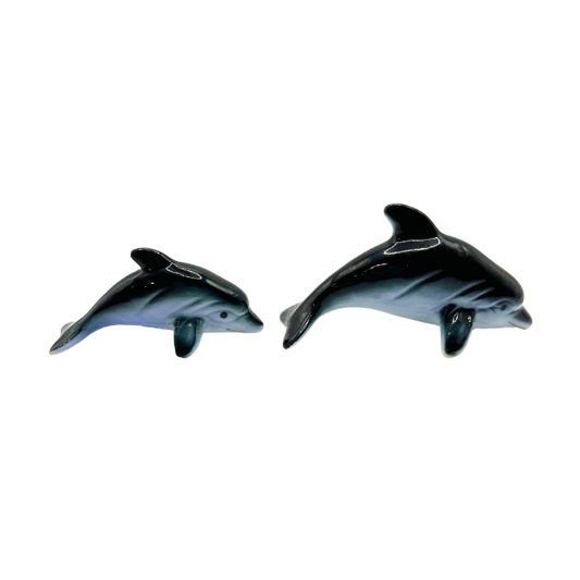 Mid Century Bone Chine Dolphin Minatare Figurines Made in Japan