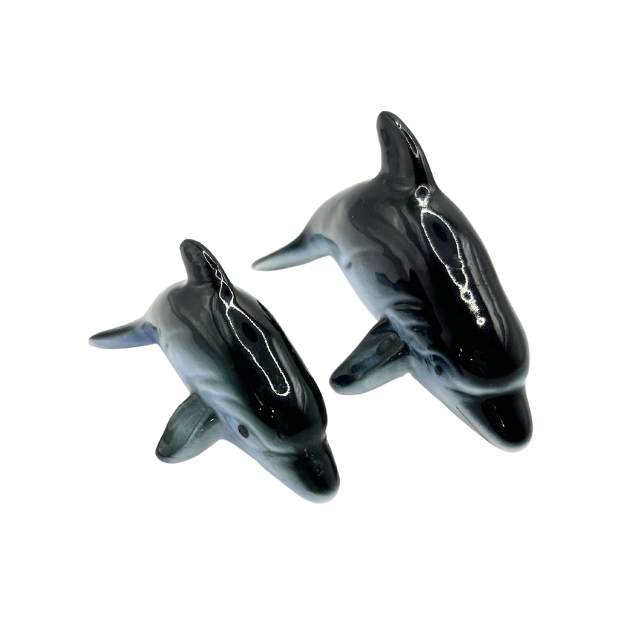 Mid Century Bone Chine Dolphin Minatare Figurines Made in Japan