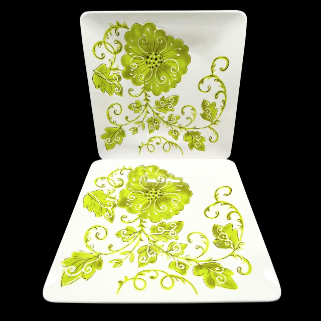 Laurie Gates Melamine Salad Plates 8.75" Embossed Floral Design Set of 6