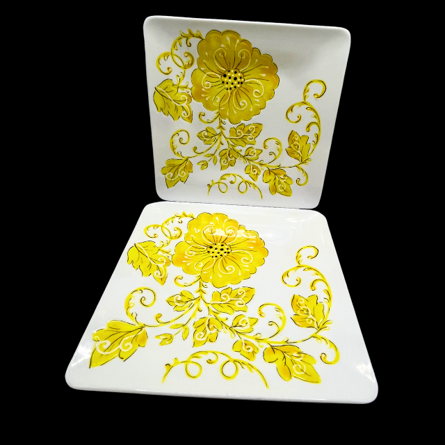 Laurie Gates Melamine Salad Plates 8.75" Embossed Floral Design Set of 6