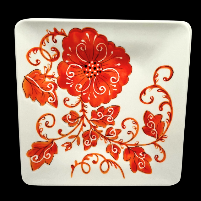 Laurie Gates Melamine Salad Plates 8.75" Embossed Floral Design Set of 6