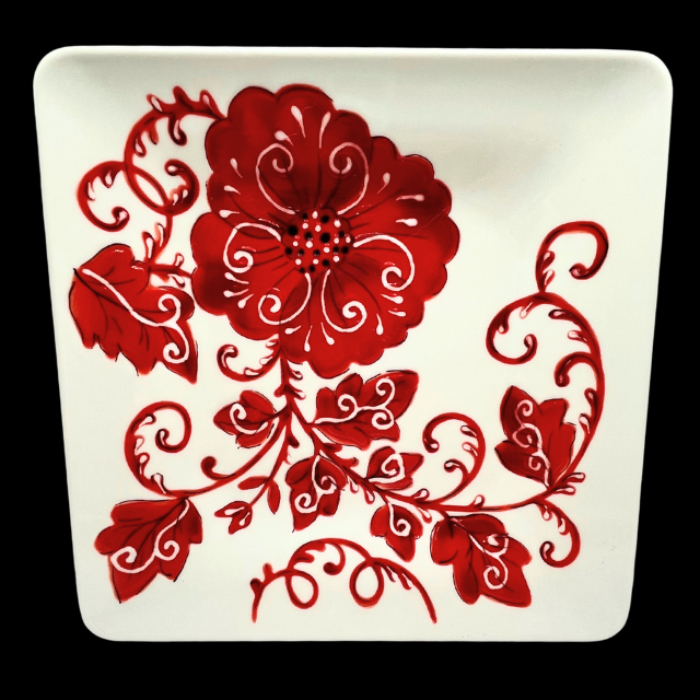 Laurie Gates Melamine Salad Plates 8.75" Embossed Floral Design Set of 6