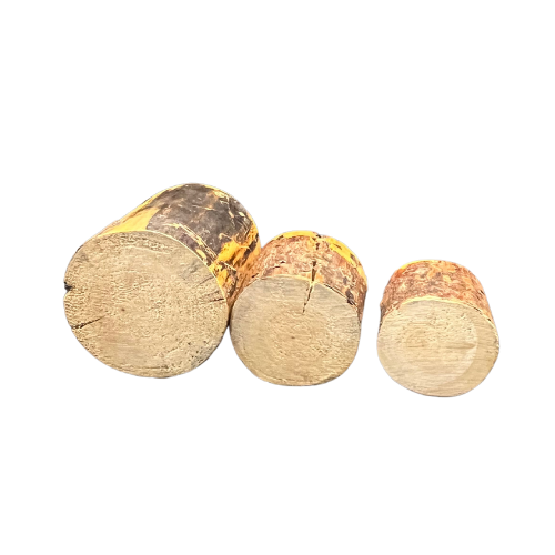 Set of 3 Pine Wood Tealight Candle Holders