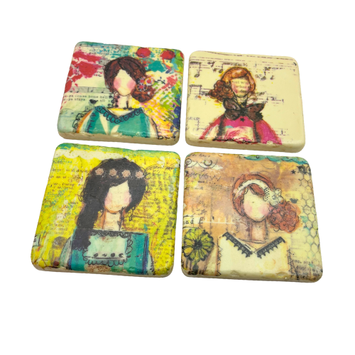 New Christy Tomlinson Designs Fashion Inspired Coasters Set of 4 Cork Back