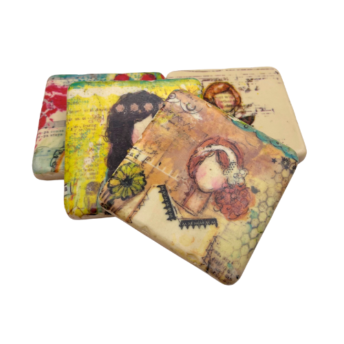 New Christy Tomlinson Designs Fashion Inspired Coasters Set of 4 Cork Back