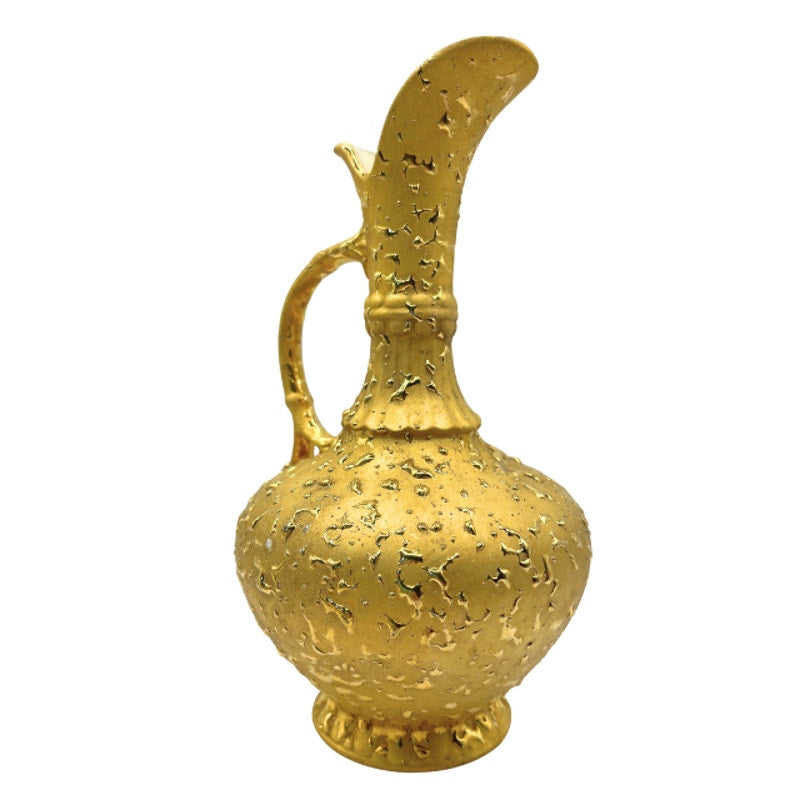 Vintage 22K Weeping Gold Ewer Pitcher Vase Mid Century Ceramic Made in USA