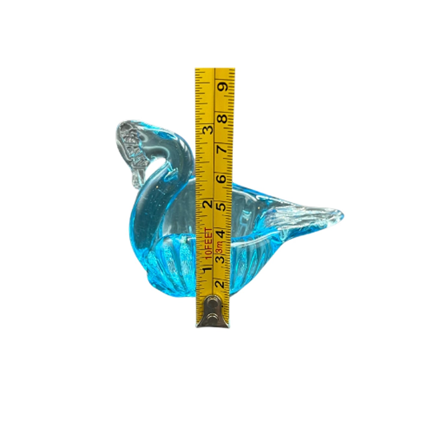 Vintage Blown Glass Nesting Swans Set Blue Turquoise Art Glass Figurines w/ Glow