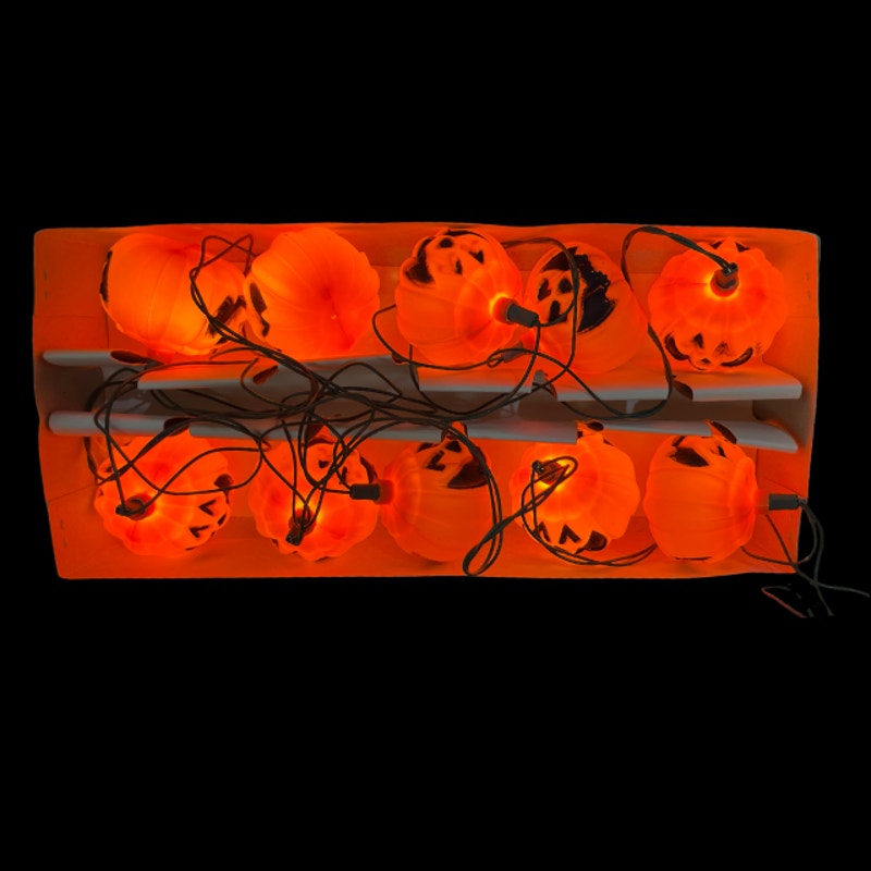 Vintage Halloween Blow Mold Jack O Lantern Light Set 10 Lights
