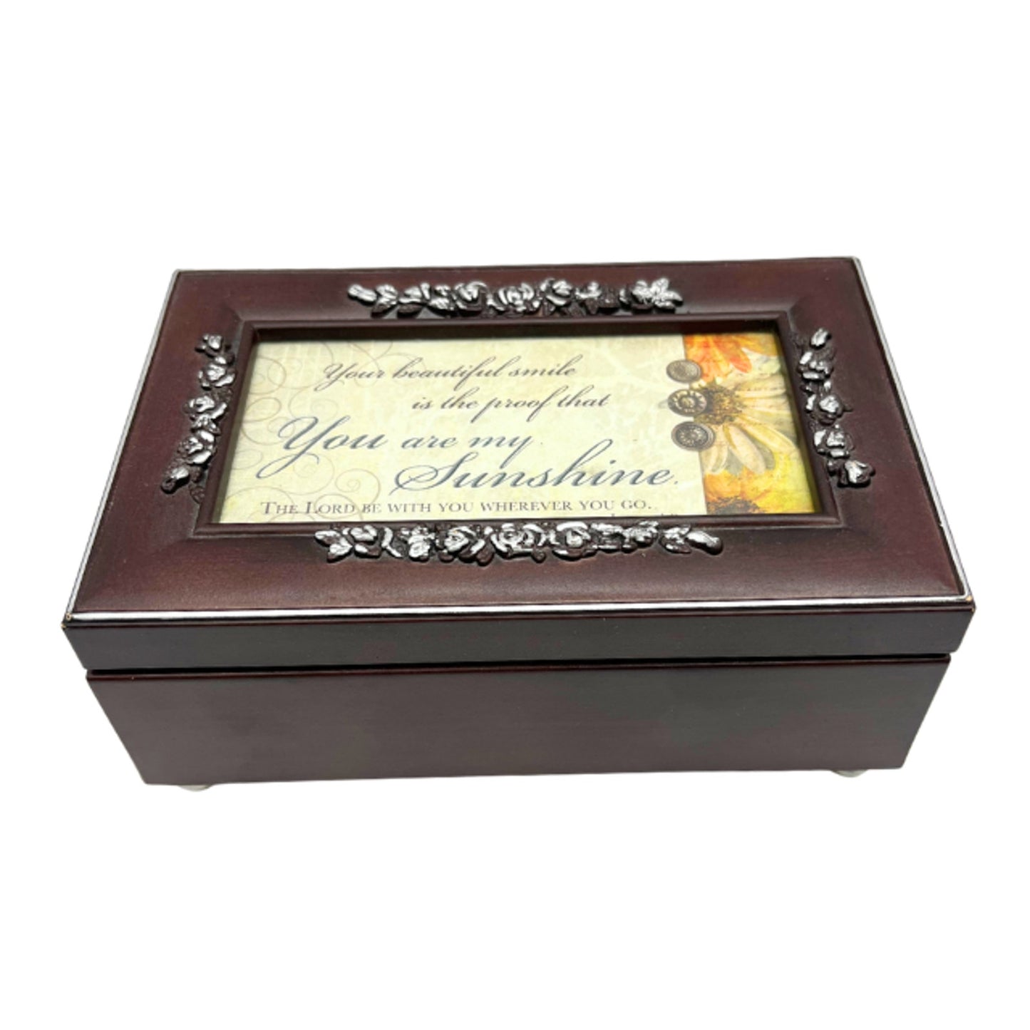 Vintage You Are My Sunshine Rosewood Finish Music Jewelry Box Joshua 1:9