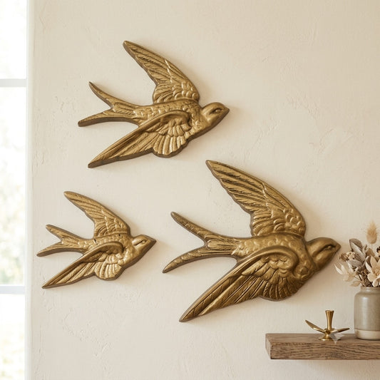 Vintage Burwood Swallow Wall Hangings 1980s Set of 3 Birds