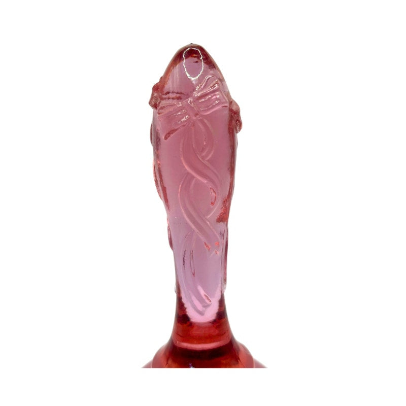 Vintage Fenton Rose Pink Art Glass Bell Hand Painted Signed S. Miller