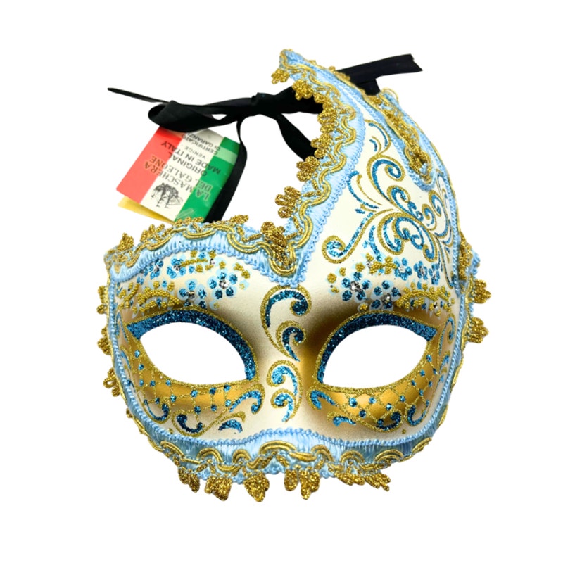 Venetian Masquerade Mask La Maschera del Galeone Hand Painted Italy Tag