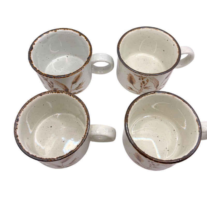 Midwinter Stonehenge Wild Oats Mugs Set of 4 Vintage 1970s Stoneware Mugs