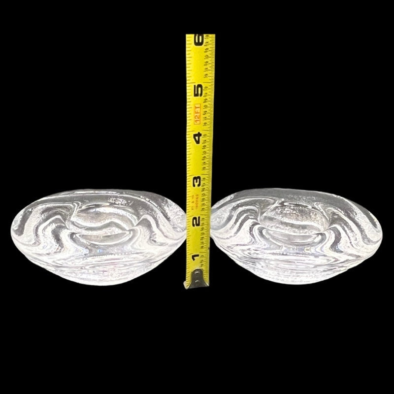 Simon Pearce Thetford Glass Tealight Votive Holders Set of 2 Swirling Wave