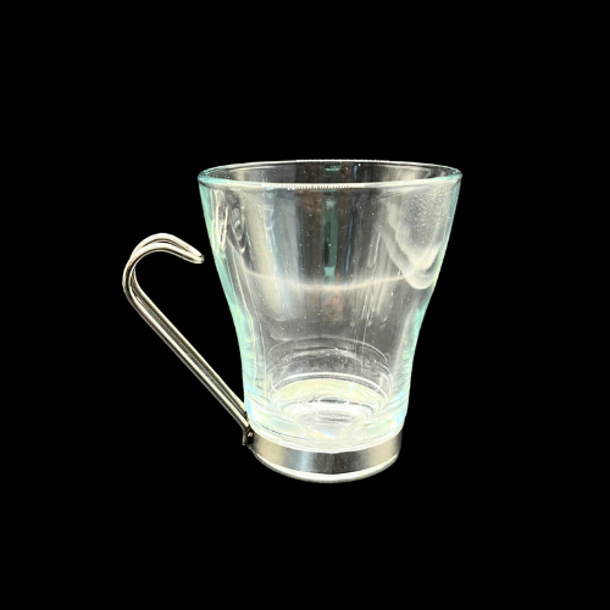 Bormioli Rocco Oslo Glass Cappuccino Cup Set 4 SS Handle Clear 7.5oz