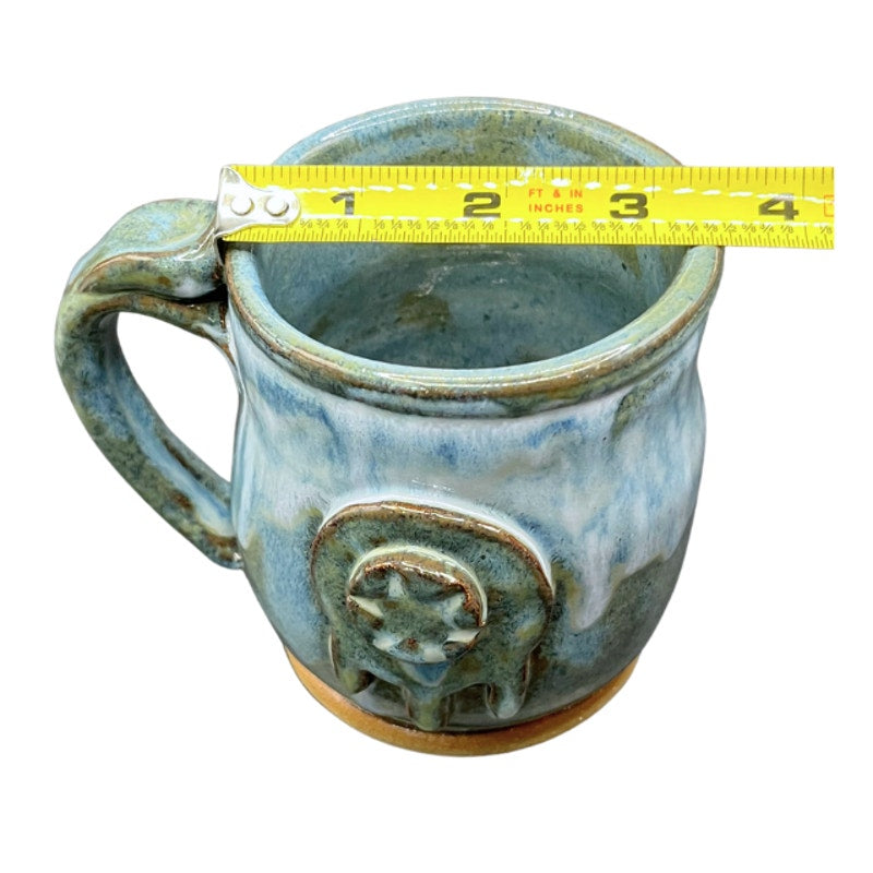 Urban Dirt Life Hand Thrown Studio Pottery Mug Blue Drip Glaze Signed Art Mug