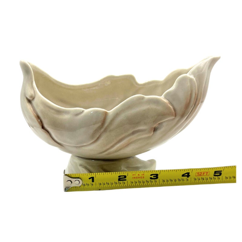 Roselane Pottery Vintage Mid Century Ceramic Leaf Planter Footed Bowl