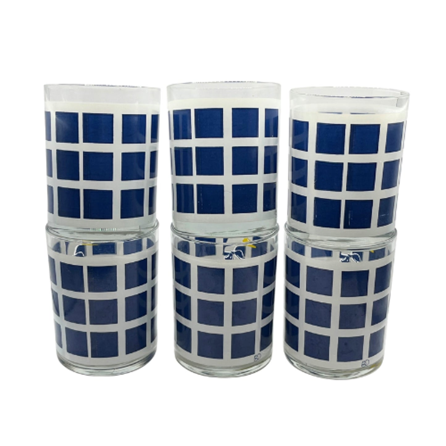 Department 56 Blue Ribbon Geese Trellage Navy Blue Glasses Vintage Set of 6