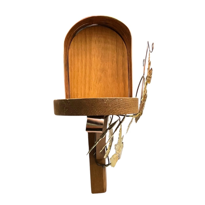 Vintage Wood & Copper Wall Mailbox Ivy Leaves Home Interiors Homco