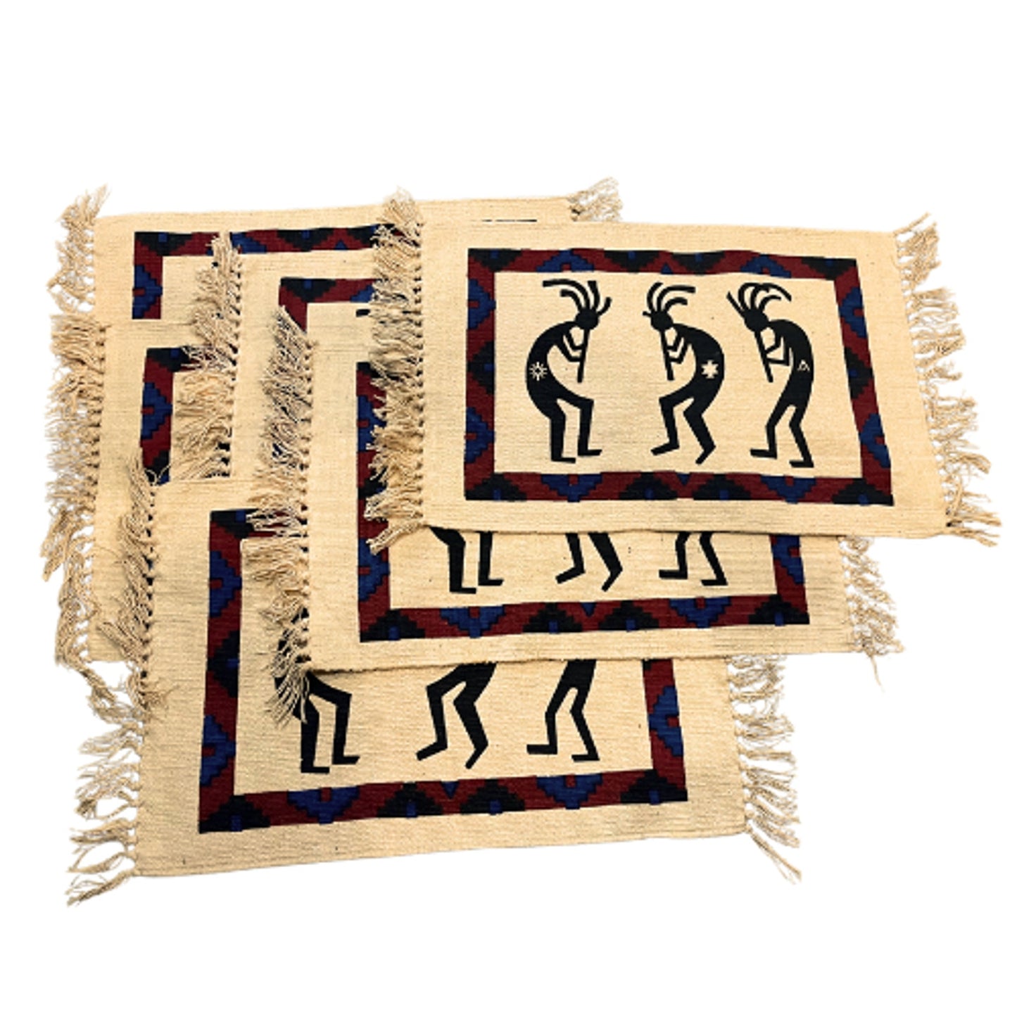 Southwestern KOKOPELLI Flute Dancer Woven 6 Placemats EL PASO SADDLE BLANKET CO