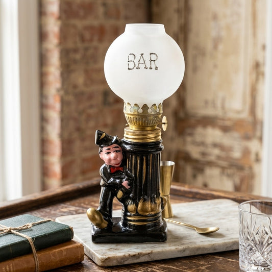 Vintage Good Time Charlie Chaplin Oil Lamp Post Bar Figurine Made in Japan
