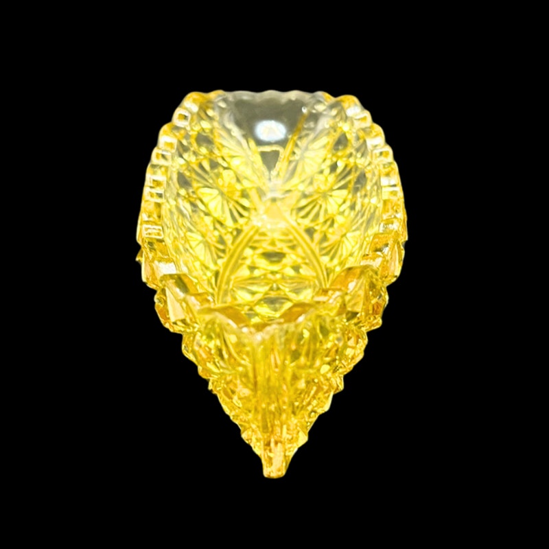 Vintage Amber Yellow Pressed Glass Canoe Dish Daisy & Button Pattern