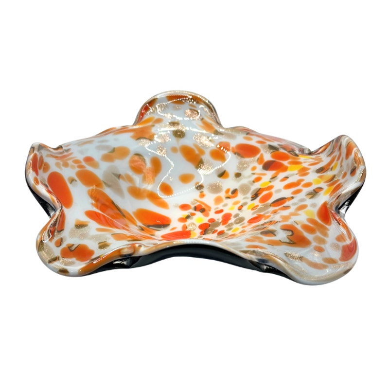 Vintage Murano Art Glass Confetti Bowl Aventurine Mid Century Modern