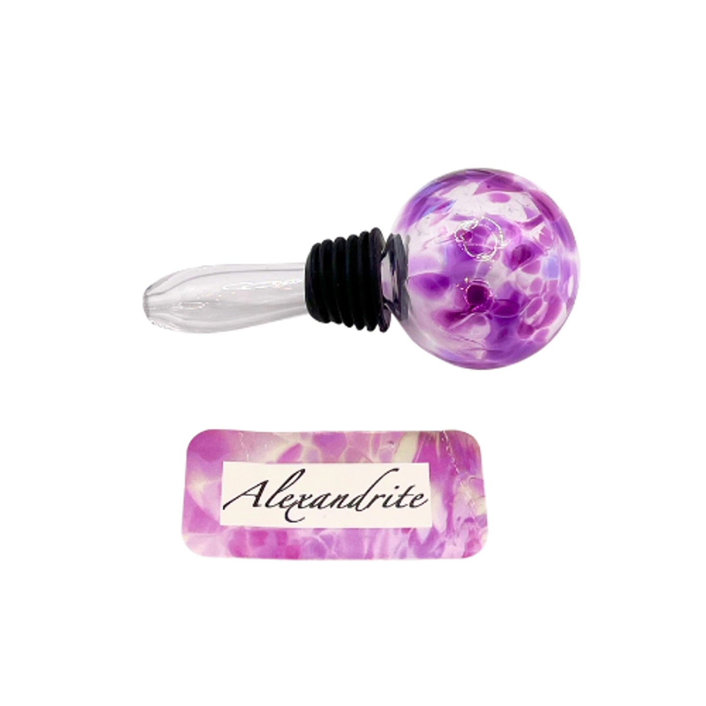 VTG Henrietta Glass Wine Stopper Hand Blown Glass Birth Stone June Alexandrite
