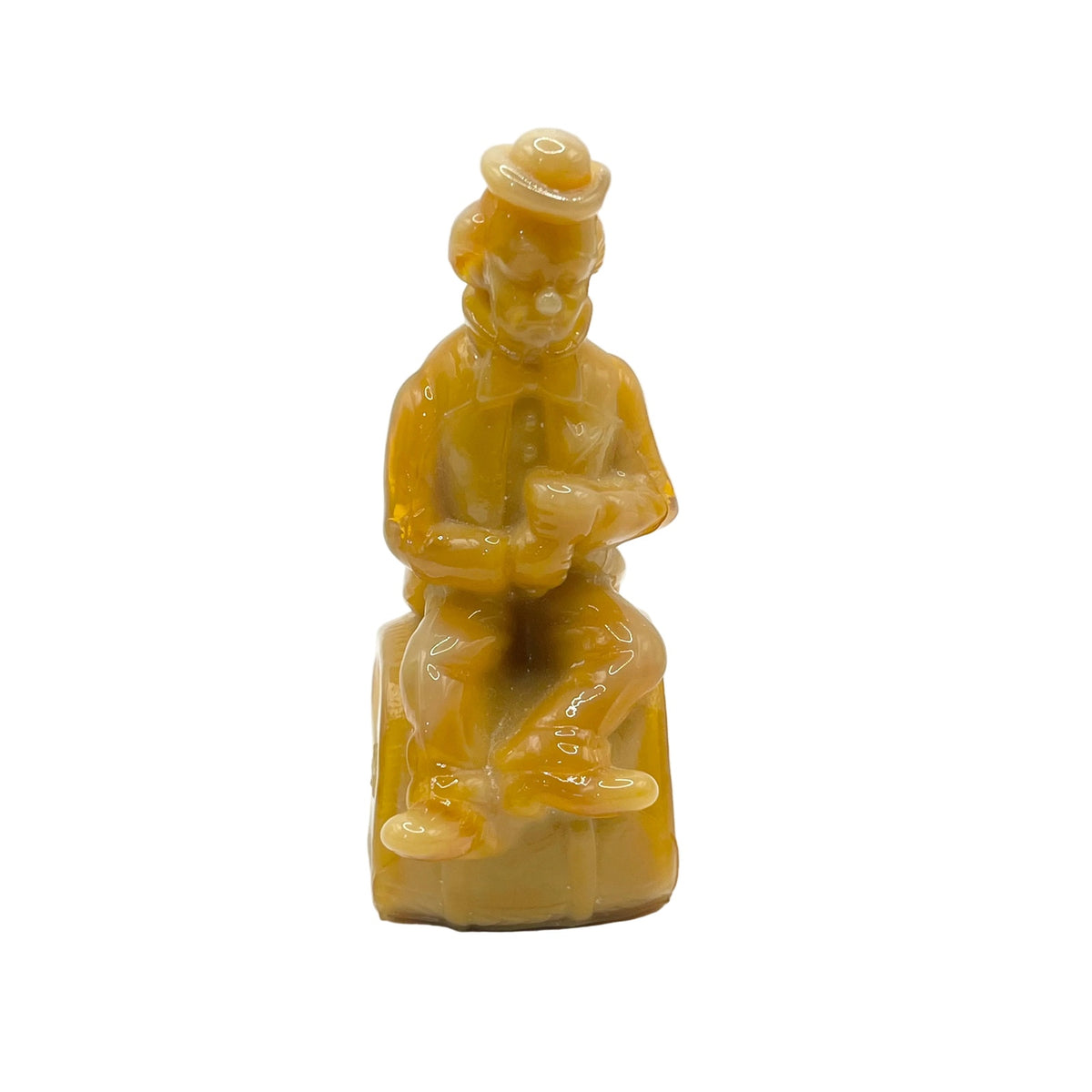 Vintage Mosser Glass Yank Clown Alley Amber Slag Figurine Original Box