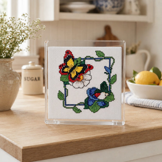 Butterfly Cross-Stitch Hot Plate Trivet Craft NEW M.C.G Textiles, Chino CA