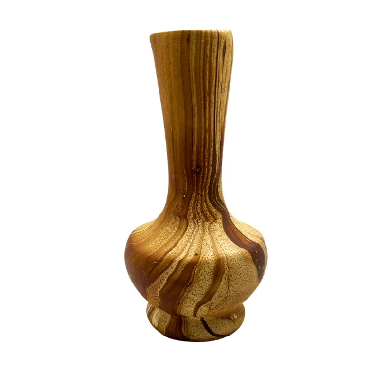 Vintage Rocky Mountain ROMCO Handmade Vase Pottery Wood Grain 7 In