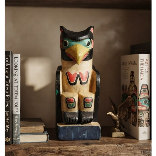 Handcrafted Wooden Totem Pole Northwest Coast Indigenous Style Folk Art