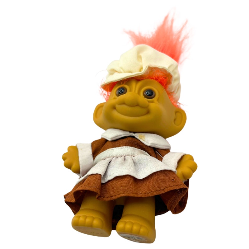 Vintage Russ Thanksgiving Troll Dolls Set 3 Fall Pilgrim Figures