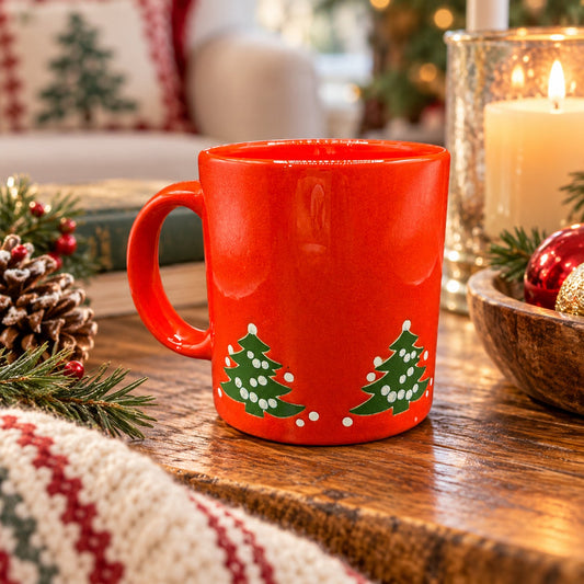 Vintage Waechtersbach Christmas Tree Red Ceramic Coffee Mug West Germany 4 In