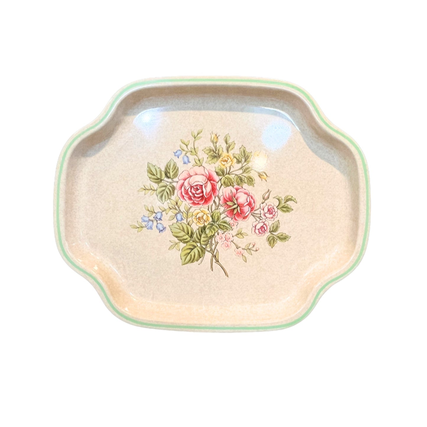 Vintage Metal Vanity Dresser Tray Trinket Dish Flowers Made in England for Avon