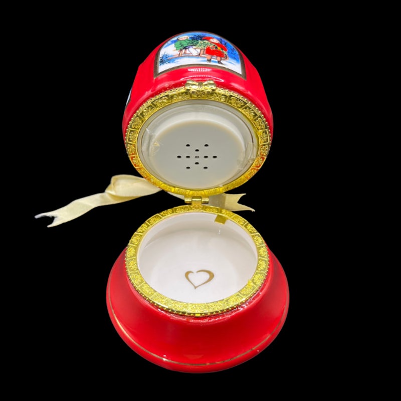 Mr. Christmas Vintage Porcelain Musical Bell Ornament Hinged Trinket Box