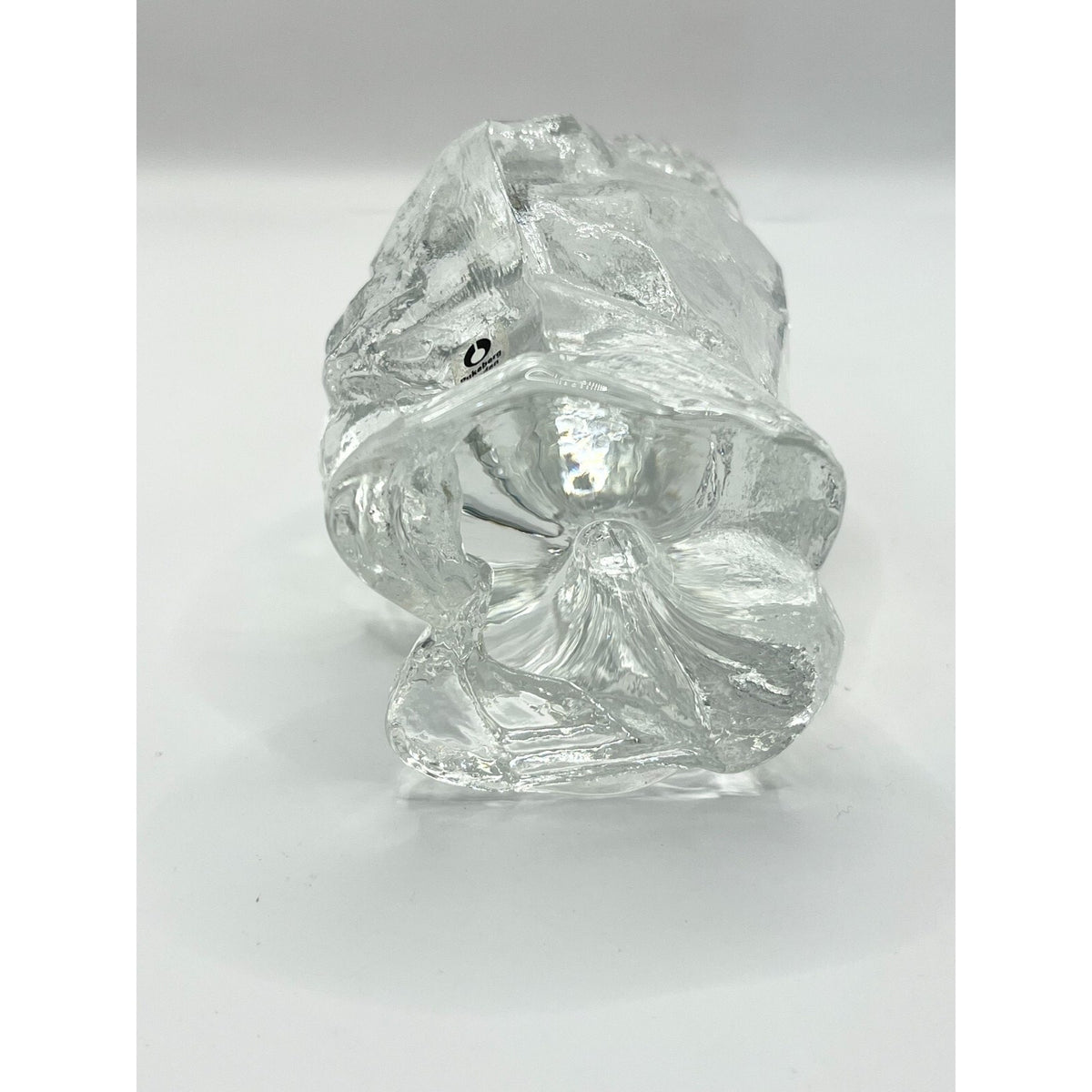 Vintage Pukeberg Sweden Art Glass Clown Paperweight Clear Manganese UV Glow