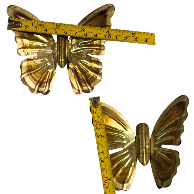 Vintage MCM Brass Metal Butterfly Wall Hangings Set of 5