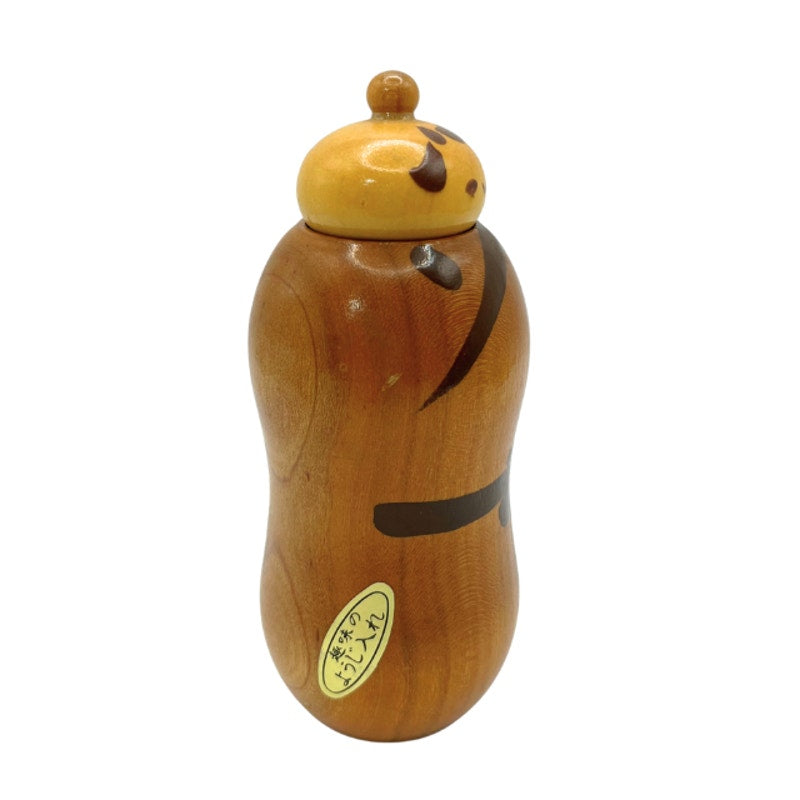 Vintage Usaburo Kokeshi Wooden Toothpick Holder Hand Crafted Japanese Folk Art