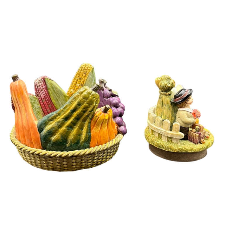 Sweet Shadow Thanksgiving Candle Holder Jar Lid Harvest Fruit Produce Vintage