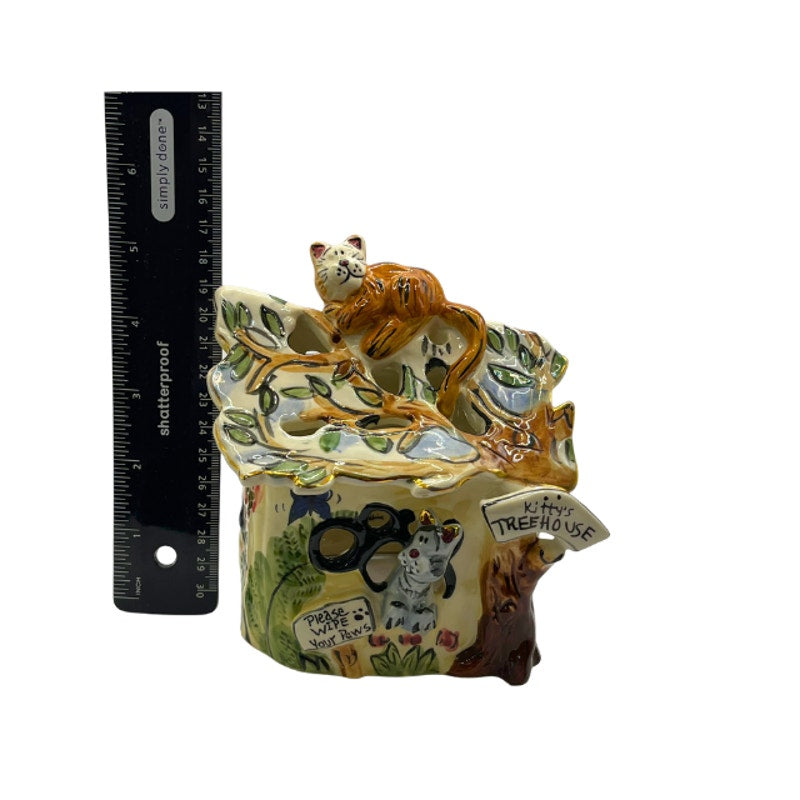 2001 Blue Sky Clayworks Kitty’s Tree House Tealight Heather Goldminc