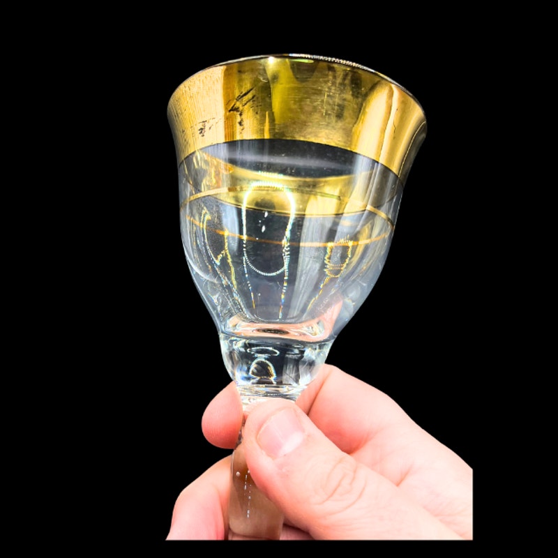 Vintage Avitra Golden 22k Gold Wine Glass Water Goblet Dorothy Thorpe Style
